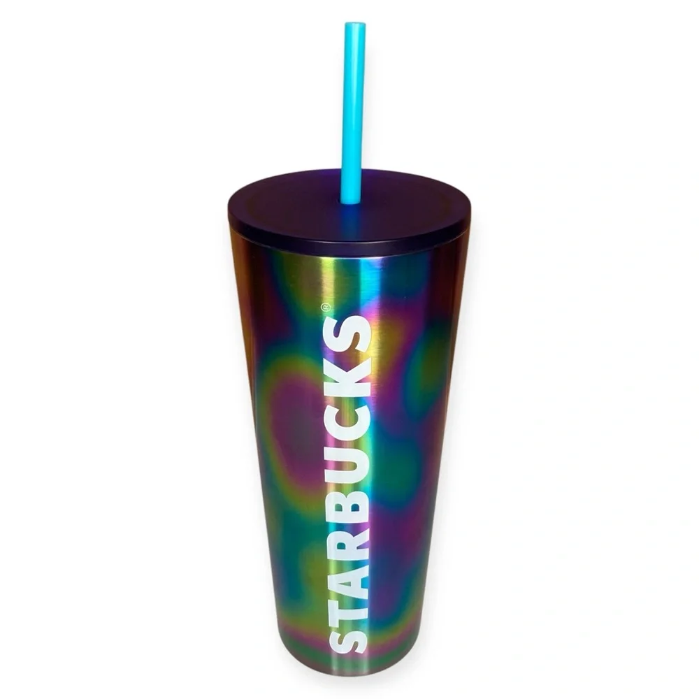 Starbucks Tumbler 2023 Rainbow Oil Slick Stainless Steel Tumbler 24 oz Venti Cup